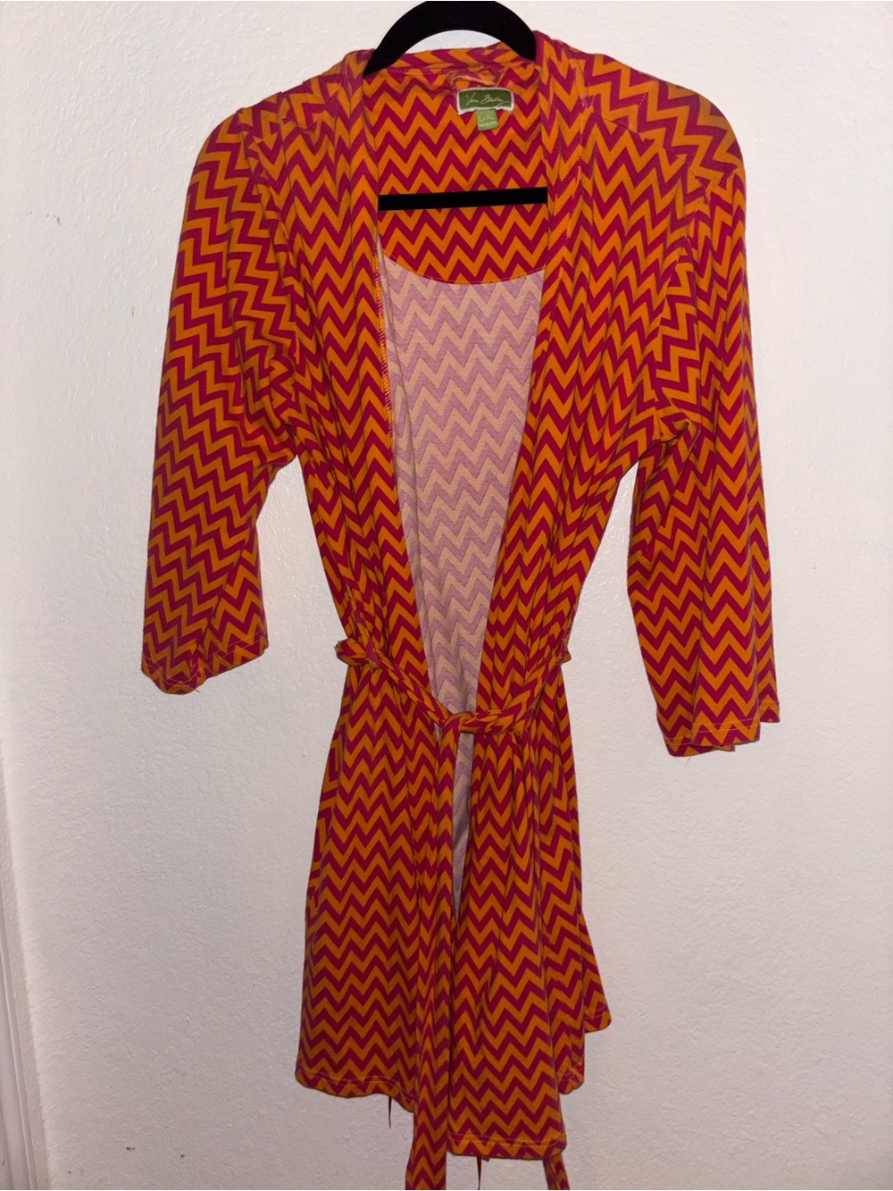 Vera Bradley Chevron Tie-Waist Kimono Robe in Orange & Pink